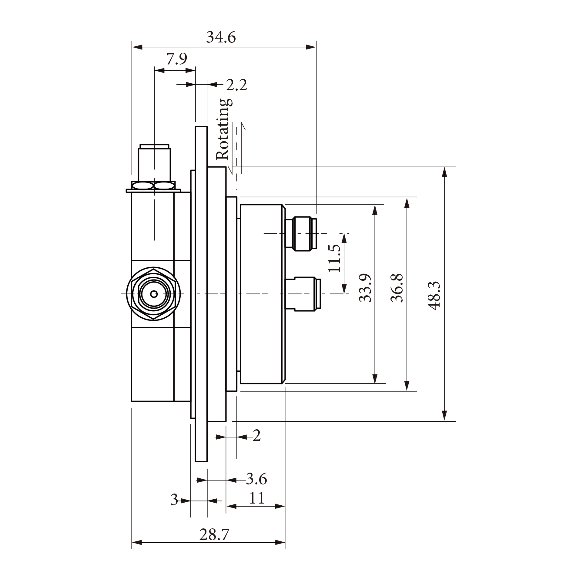 ˫·��ת�ؽ�RJ518236 1CH��19.4 to 21.2 GHz 2CH��29.1 to 31 GHz 2.92��ͷ